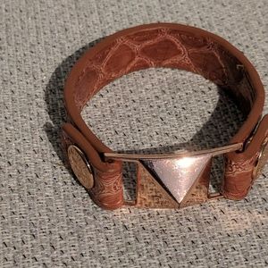 BCBC Rose Gold prism and Leather snap bracelet